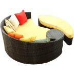 LexMod Taiji Outdoor Wicker Patio Daybed with Ottoman