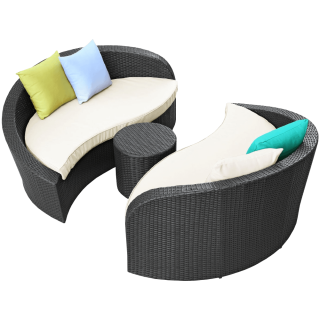 LexMod Twirl Outdoor Wicker Patio 3 Piece Sofa Set