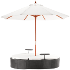 Marbella Espresso Outdoor Patio Double Chaise Lounge Bed