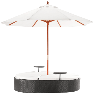 Marbella Espresso Outdoor Patio Double Chaise Lounge Bed
