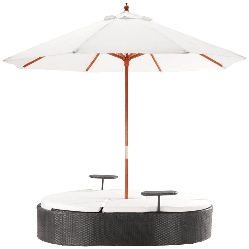 Marbella Espresso Outdoor Patio Double Chaise Lounge Bed