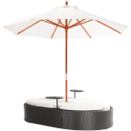 Marbella Espresso Outdoor Patio Double Chaise Lounge Bed