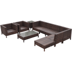Outsunny 9-Piece Outdoor PE Rattan Wicker Sectional Patio