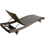 Outsunny Adjustable PE Rattan Wicker Patio Chaise Lounge Chair