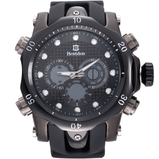 Bestdon Swiss Men's Sports Watches Quartz Analog Six Hands Black