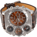 Oulm Analog Dark Brown Leather Strap Four Sub Men Watch