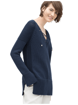 Lace-up V-neck Sweater