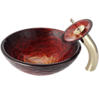 Kraus Nix Glass Vessel Sink and Waterfall Faucet