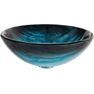 Kraus Ladon Glass Vessel Sink and Waterfall Faucet Satin Nickel