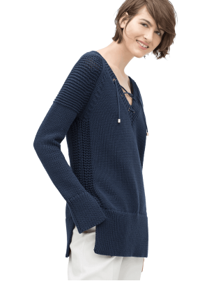 Lace-up V-neck Sweater