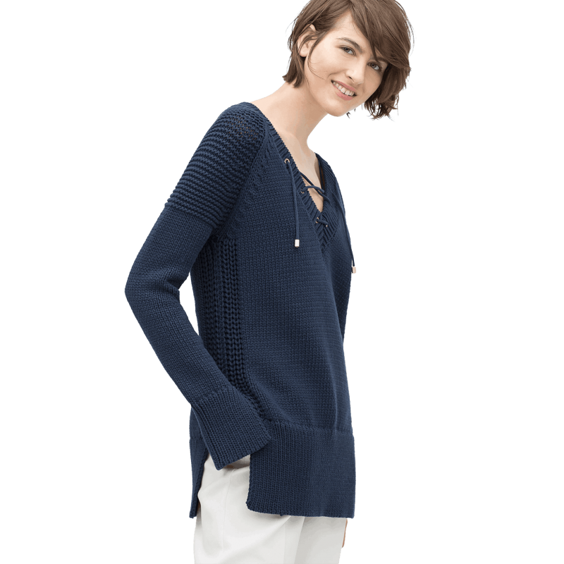 Lace-up V-neck Sweater