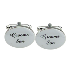 Silver Oval Wedding Cufflinks Groom