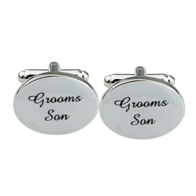 Silver Oval Wedding Cufflinks Groom