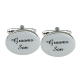 Silver Oval Wedding Cufflinks Groom