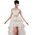 White Removable Sleeveless Ball Gown In Lace Wedding Dress