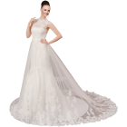 White Sleeveless Ball Gown In Lace Wedding Dress