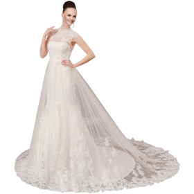 White Sleeveless Ball Gown In Lace Wedding Dress