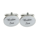 Silver Oval Wedding Cufflinks Groom