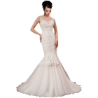 White Strap Ball Gown In Lace Wedding Dress