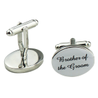 Silver Oval Wedding Cufflinks Groom