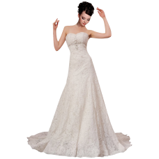Strapless Ball Gown In Lace Beading Dress