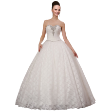 Strapless Ball Gown In Lace Wedding Dress