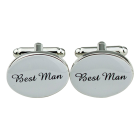 Silver Oval Wedding Cufflinks Groom
