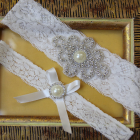 Pearl Vintage Lace Wedding Garter Set