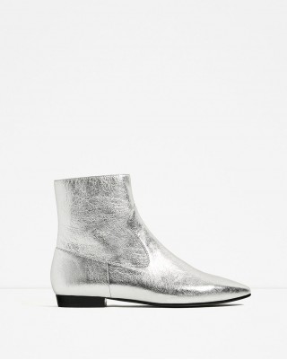 Laminated Leather Ankle Boots