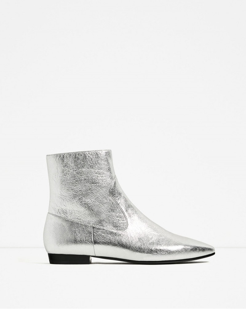Laminated Leather Ankle Boots