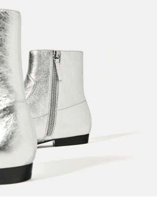 Laminated Leather Ankle Boots