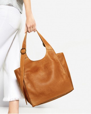 Leather Tote With Buckles