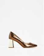 Crackled Leather Mid Heel Shoes
