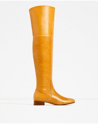 Over-The-Knee Flat Leather Boots