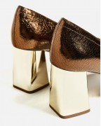 Crackled Leather Mid Heel Shoes