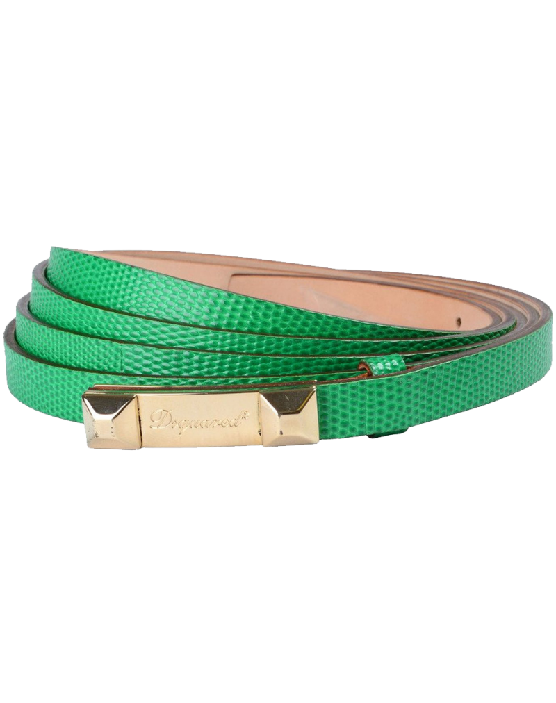 Dsquared2 Women's Green Snake Skin Print Genuine Leather Double Wrap Belt
