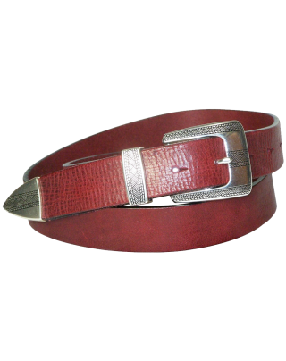 FRONHOFER skinny leather belt silver-plated three-piece hardware set 