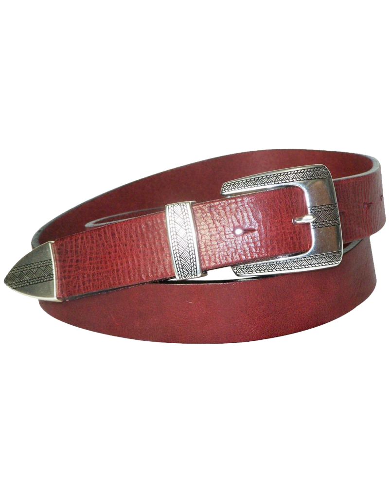 FRONHOFER skinny leather belt silver-plated three-piece hardware set 