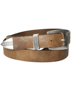 FRONHOFER skinny leather belt silver-plated three-piece hardware set 