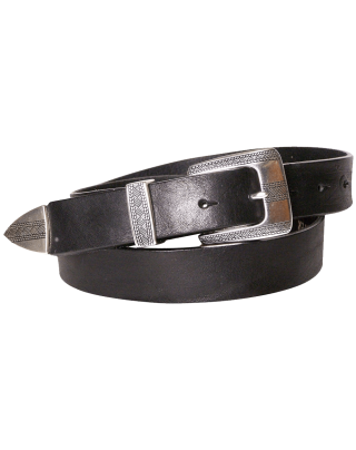 FRONHOFER skinny leather belt silver-plated three-piece hardware set 