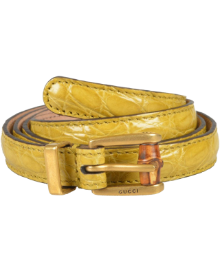 Gucci Women's Croc Leather Skinny Belt
