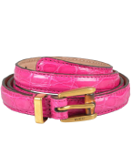 Gucci Women's Croc Leather Skinny Belt