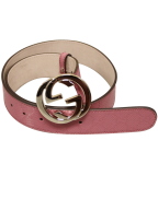 Gucci Women's Pink GG Canvas Interlocking G Buckle Imprime Belt