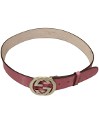 Gucci Women's Pink GG Canvas Interlocking G Buckle Imprime Belt