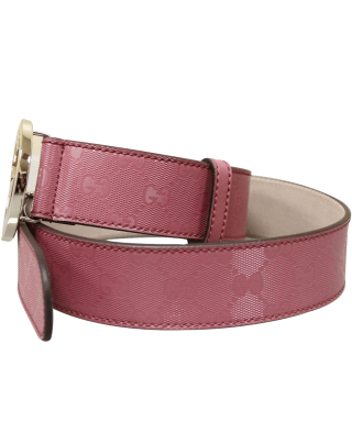 Gucci Women's Pink GG Canvas Interlocking G Buckle Imprime Belt
