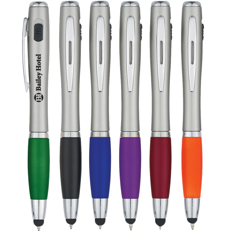 Customized Trio Stylus Pen with LED Light