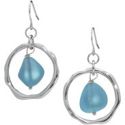Ocean Waves Sea Glass Earrings Handmade Silver plated Hoop