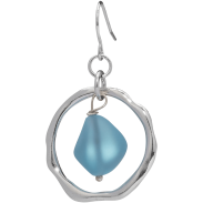 Ocean Waves Sea Glass Earrings Handmade Silver plated Hoop