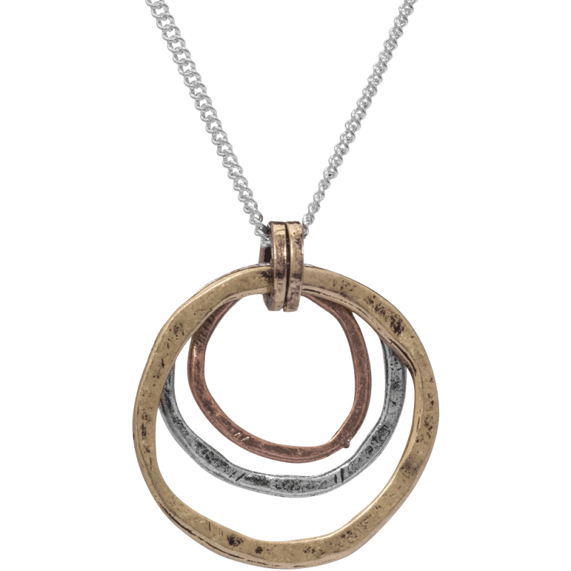 Of Earth and Ocean Handmade Sunrise Pendant Necklace Triple Circles