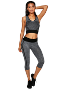 Zoe Neon Stripe Sports Crop + Running Legging Set